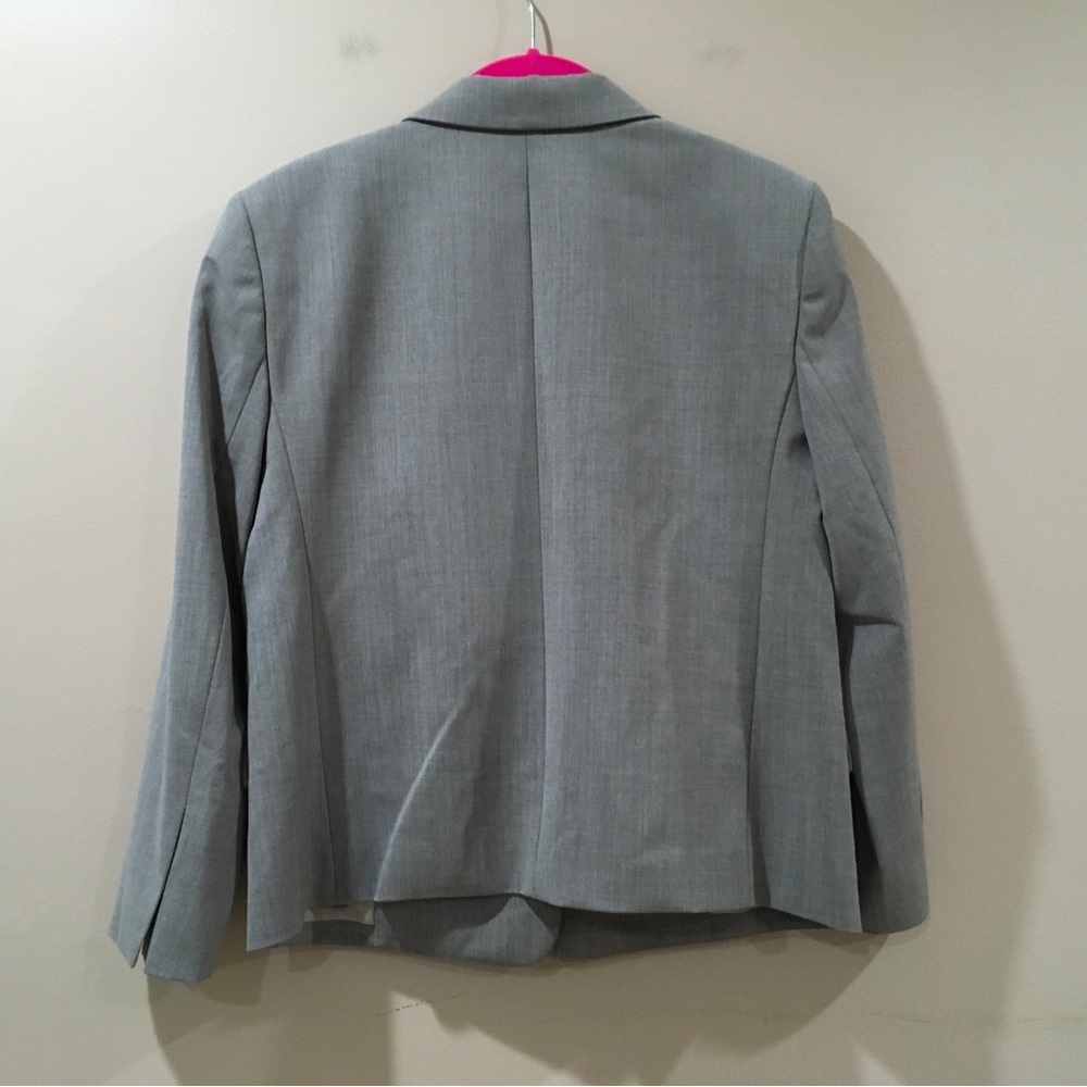 Theory Jacket Crop Boxy SB Blazer Women 4 Grey Cinder Melange Traceable Wool New - Picture 2 of 6